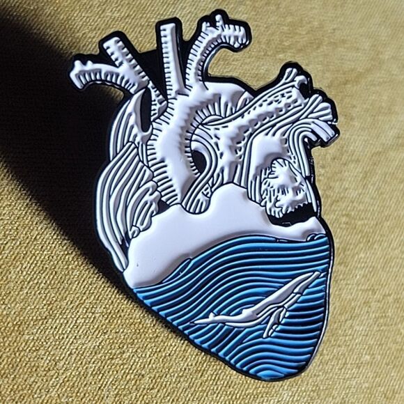 Humpback Whale In The Ocean of My Heart Enamel Pin - Picture 4 of 8